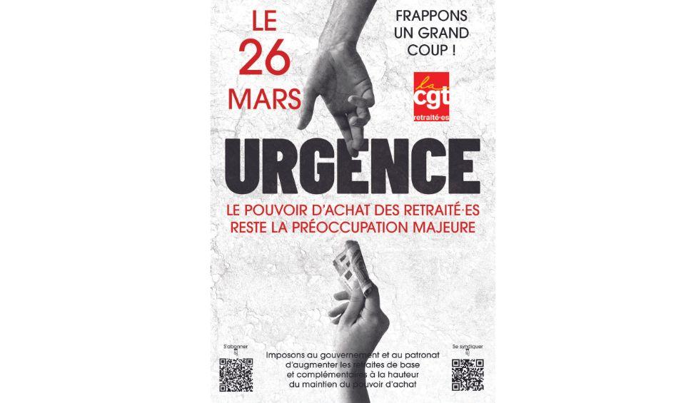 Affiche de l'UCR pour la journée nationale d'action des retraités du 26 mars 2024