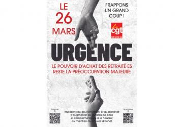 Affiche de l'UCR pour la journée nationale d'action des retraités du 26 mars 2024